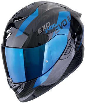 Kask motocyklowy integralny SCORPION EXO-1400 EVO II CARBON AIR PLATTED czarny niebieski L