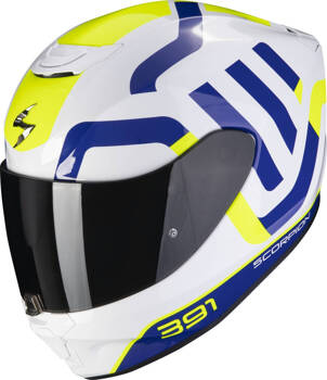 Kask motocyklowy integralny SCORPION EXO-391 AROK biały niebieski żółty neon XS