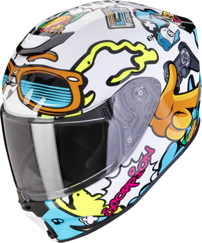 Kask motocyklowy integralny SCORPION EXO-JNR AIR FUN biały niebieski S