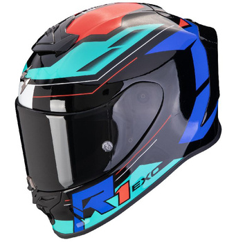 Kask motocyklowy integralny SCORPION EXO-R1 EVO AIR BLAZE czarny niebieski czerwony XS