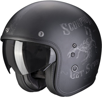 Kask motocyklowy otwarty SCORPION BELFAST EVO PIQUE MAT czarny srebrny XS